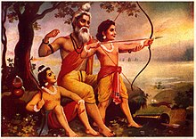 The Chuhras claim descent from Balmiki, composer of the Ramayana. Valmiki train Lava Kushas in Art of Archery.jpg