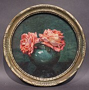 Vase aux deux roses, aquarelle diam. 21 cm, exposée en 1927 à la galerie G. Petit