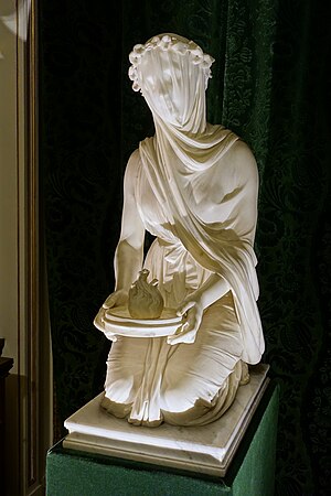 Veiled Vestal by Raffaelle Monti, 1847, marble - Chatsworth House - Derbyshire, England - DSC03425.jpg
