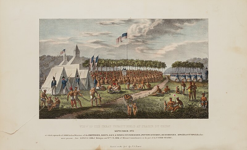 File:View of the Great Treaty Held at Prairie Du Chien, September 1825, from The Aboriginal Portfolio - SAAM - 1973.167.17.jpg