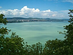 Views of Balatonfüred and Lake Balaton from Tihany Peninsula, Hungary.jpg