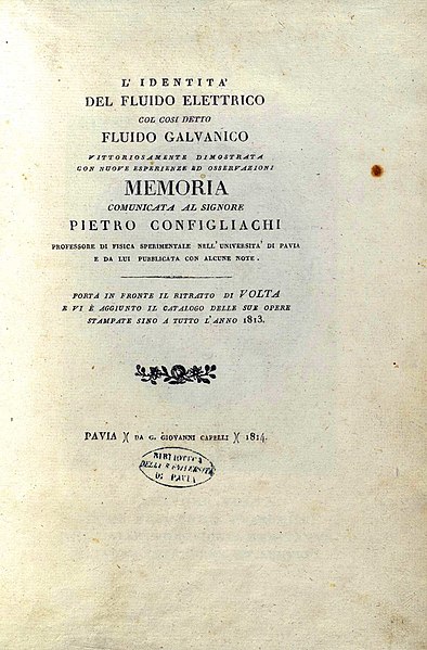 File:Volta, Alessandro – Identità del fluido elettrico col così detto fluido galvanico, 1814 – BEIC 12180961.jpg