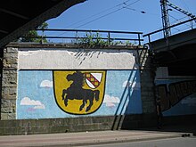 Lokalpatriotismus in Wanne-Eickel: das ehemalige Stadtwappen als Graffiti in der Eisenbahnunterführung der Wanner Hauptstraße