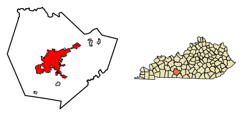 Fichye:Warren County Kentucky Incorporated and Unincorporated areas Bowling Green Highlighted 2108902.svg