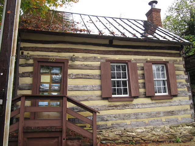 The log cabin at 322 Main Street, considered to be one of the earliest buildings constructed in the town