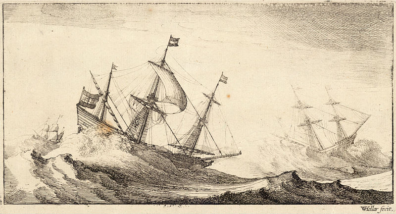 File:Wenceslas Hollar - Three ships in a rough sea.jpg