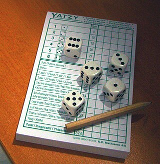 <span class="mw-page-title-main">Yatzy</span> Dice game popular in Scandinavia