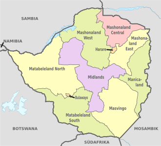 Zimbabwe, administrative divisions - de - colored