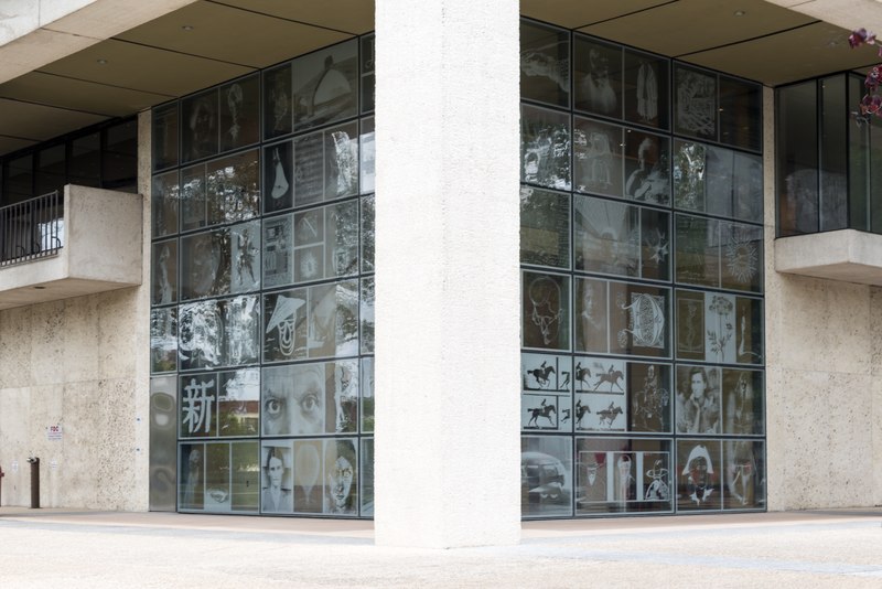 File:"From the Outside In," a display of photographs on the atria windows of the Harry Ransom Center, an archive, library and museum at the University of Texas at Austin LCCN2014632362.tif