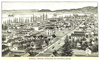 A image of Astoria in 1888 looking east towards Tongue Point