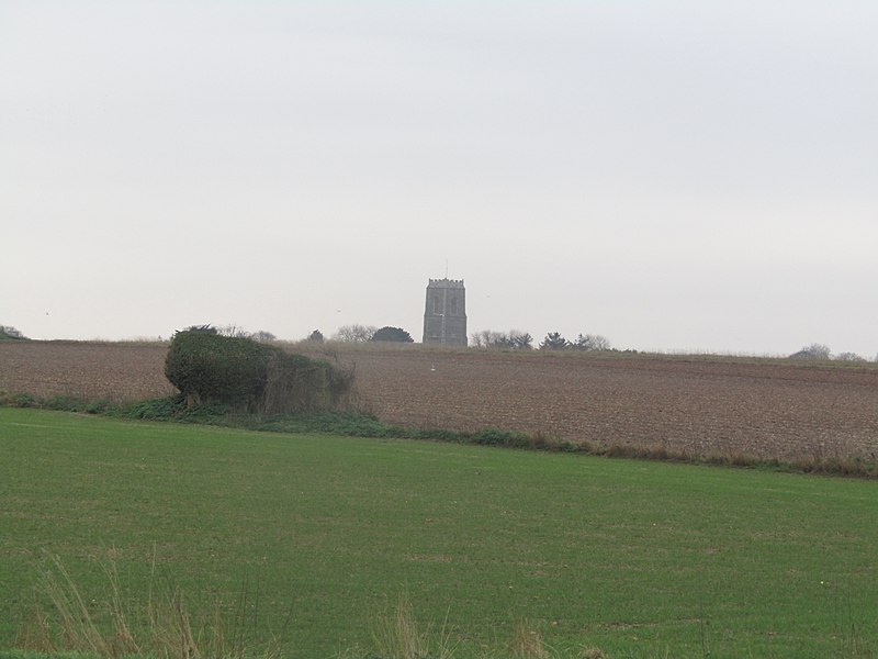 File:-2019-01-06 Pillbox in a field and Bacton church tower, Bacton.JPG