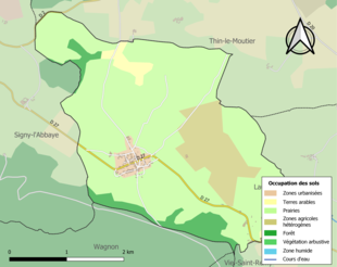 Carte en couleurs présentant l'occupation des sols.