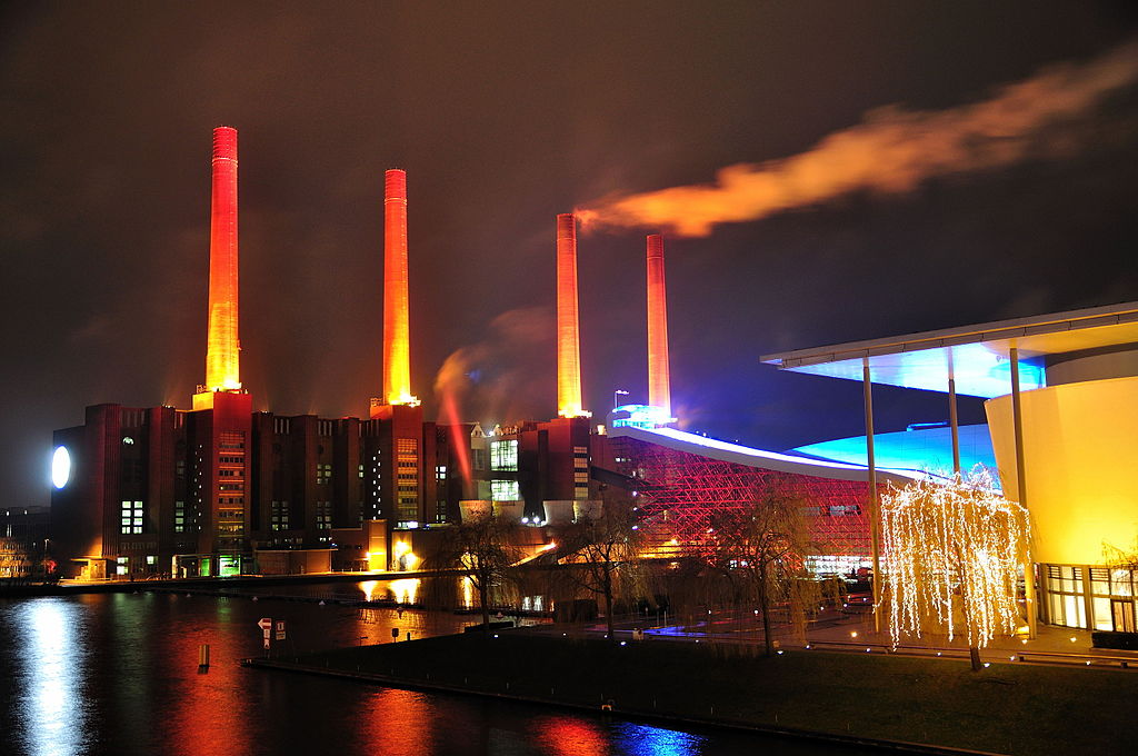 VW power station at night