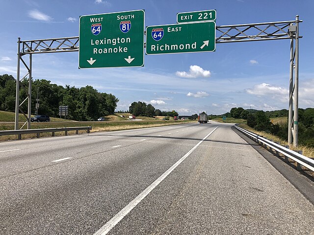 I-64 and I-81 run together in Augusta County.