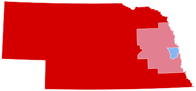 Americké prezidentské volby 2020 v Nebrasce - výsledky podle okrsku. Okr