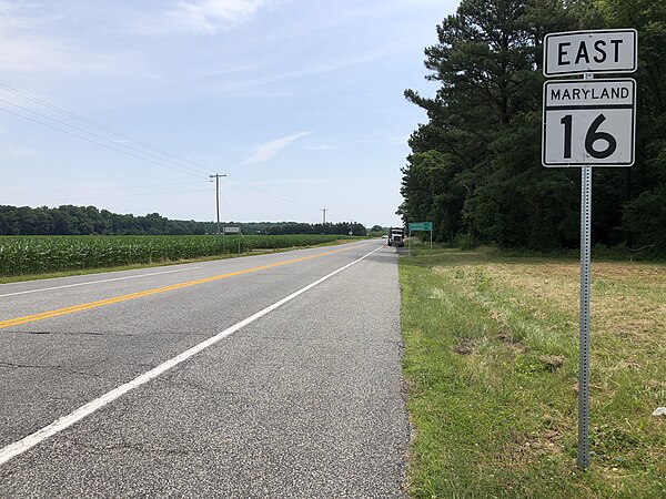 MD 16 eastbound past MD 404 in Andersontown