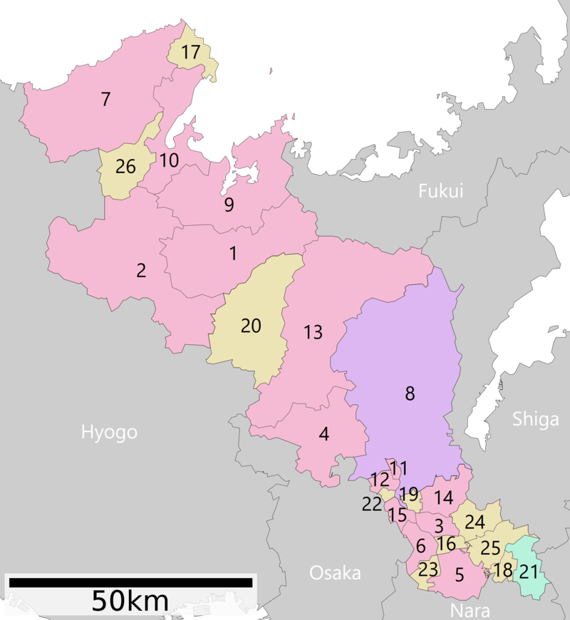Map of Kyoto Prefecture      Designated City      City      Town      Village