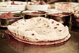 Freshly cooked chapati ready to be served.