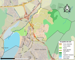 Carte des infrastructures et de l'occupation des sols de la commune en 2018 (CLC).