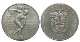 Silver coin: 5 Balboas, Panama - 11th Central American and Caribbean Games, 1970 5 balboa American Games - Panama - 1970.png