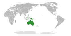 The range of the genus Acacia (sensu stricto).