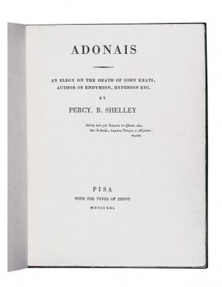 <i>Adonais</i> 1821 poem written by Percy Bysshe Shelley