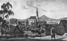 Historische Ortsansicht von Oberoderwitz um 1840
