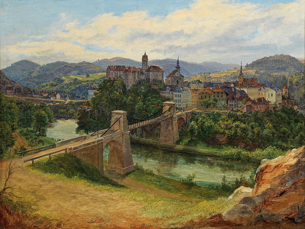 Anton Schiffer - A View of the Town of Loket in the Czech Republic (Elbogen an der Eger).jpg