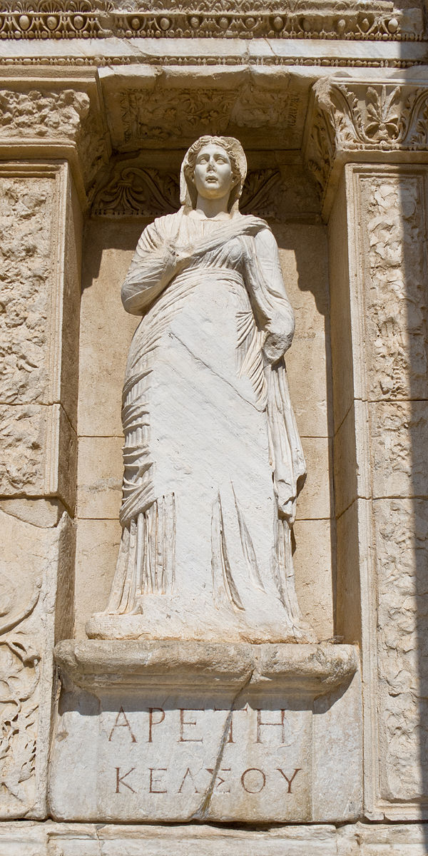 Personification of virtue (Ἀρετή) in Celsus Library in Ephesos, Turkey