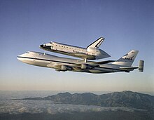 Shuttle Carrier Aircraft carrying a Space Shuttle orbiter Atlantis on Shuttle Carrier Aircraft.jpg