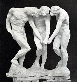 Auguste Rodin, tiga warna (Les Trois Ombres), untuk bagian atas Gerbang Neraka, sebelum tahun 1886, plaster.jpg