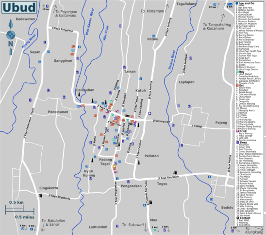 Map of the Ubud area