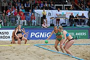 Deutsch: Beachhandball Europameisterschaften 2019 (Beach handball Euro); Tag 6: 7. Juli 2019 – Frauenfinale, Dänemark-Ungarn 2:0 (18:12, 23:22) English: Beach handball Euro; Day 6: 7 July 2019 – Women's Final – Denmark-Hungary 2:0 (18:12, 23:22)