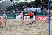 Deutsch: Beachhandball Europameisterschaften 2019 (Beach handball Euro); Tag 5: 6. Juli 2019 – Frauen, Halbfinale, Ungarn-Niederlande 2:0 (19:16, 15:12) English: Beach handball Euro; Day 5: 6 July 2019 – Semifinal Women – Hungary-Netherlands 2:0 (19:16, 15:12)