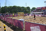 Deutsch: Beachhandball bei den Olympischen Jugendspielen 2018; Tag 7, 13. Oktober 2018; Jungen, Halbfinale – Argentinien-Portugal 1:2 English: Beach handball at the 2018 Summer Youth Olympics at 13 October 2018 – Boys Semifinal – Argentina-Portugal 1:2