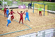 Deutsch: Beachhandball bei den Olympischen Jugendspielen 2018; Tag 6, 12. Oktober 2018; Mädchen, Platzierungsrundenspiel – Russland-Venezuela 2:0 English: Beach handball at the 2018 Summer Youth Olympics at 12 October 2018 – Girl's Consolation Round – Russland-Venezuela 2:0