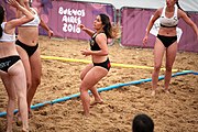 Deutsch: Beachhandball bei den Olympischen Jugendspielen 2018; Tag 6, 12. Oktober 2018; Mädchen, Hauptrundenspiel – Kroatien-Paraguay 2:0 English: Beach handball at the 2018 Summer Youth Olympics at 12 October 2018 – Girls Main Round – Croatia-Paraguay 2:0