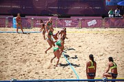 Deutsch: Beachhandball bei den Olympischen Jugendspielen 2018; Tag 4, 10. Oktober 2018; Mädchen, Vorrunde, Gruppe A - Ungarn-Chinese Taipei (Taiwan) 2:0 English: Beach handball at the 2018 Summer Youth Olympics at 10 October 2018 – Girls Preliminary Round Group A‎ – Hungary-Chinese Taipei 2:0