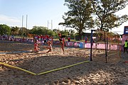 Deutsch: Beachhandball bei den Olympischen Jugendspielen 2018; Tag 3, 9. Oktober 2018; Mädchen, Vorrunde, Gruppe B - Türkei-Paraguay 1:2 English: Beach handball at the 2018 Summer Youth Olympics at 9 October 2018 – Girls Preliminary Round Group B‎ – Turkey-Paraguay 1:2