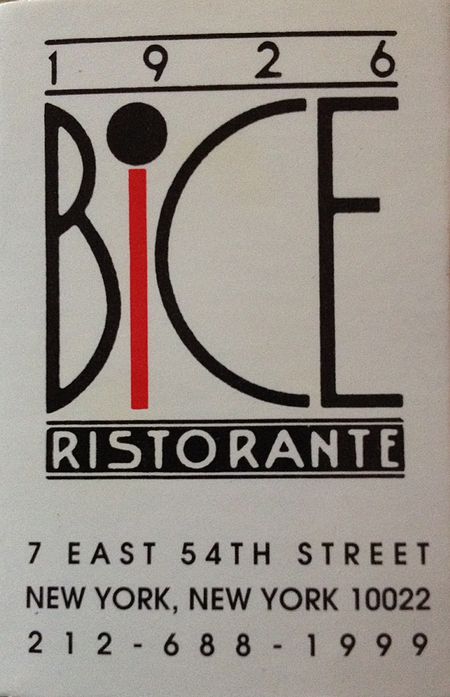 BiCE Ristorante Matchbook