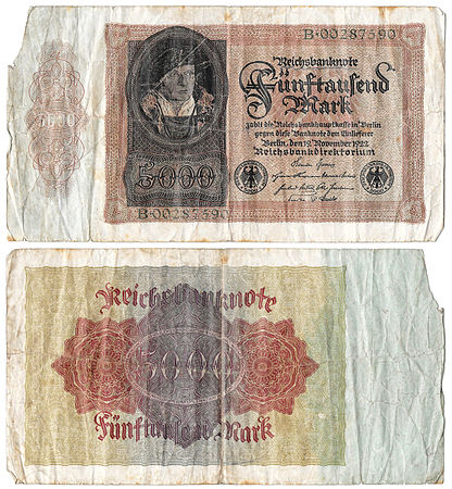 Billet de 5000 mark (1922, Allemagne).