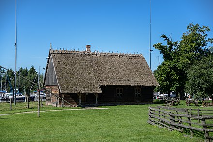 A reconstructed Masurian house in an open-air museum near Węgorzewo