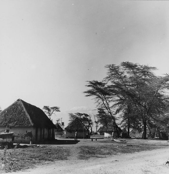 File:COLLECTIE TROPENMUSEUM Permanente woningen voor de Masai in het Masai Amboseli Game Reserve TMnr 20014338.jpg