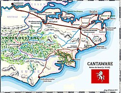 Vương quốc Cantwara trên dư đồ Anh hiện đại.