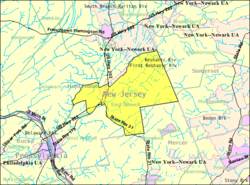 Mapa de la Oficina del Censo de East Amwell Township, Nueva Jersey