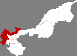 ジャムス市中の湯原県の位置