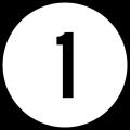 Sign with black number 1 symbol in a white circle