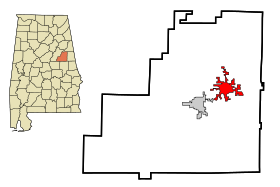Clay County Alabama Incorporated and Unincorporated areas Lineville Highlighted.svg