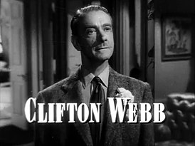 Clifton Webb.  Still fra traileren til Laura (1944)