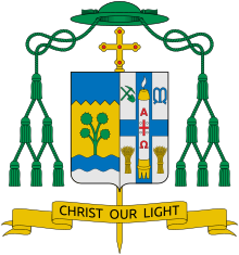 Coat of arms as bishop of Las Vegas prior to elevation as archbishop Coat of arms of George Leo Thomas (Las Vegas).svg